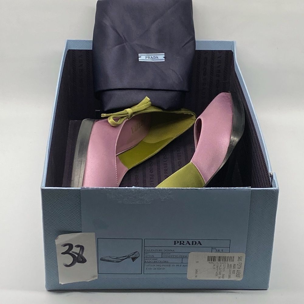 Prada Raso 50MM Colorblock Kitten Pumps size 38.5 - Picture 10 of 12